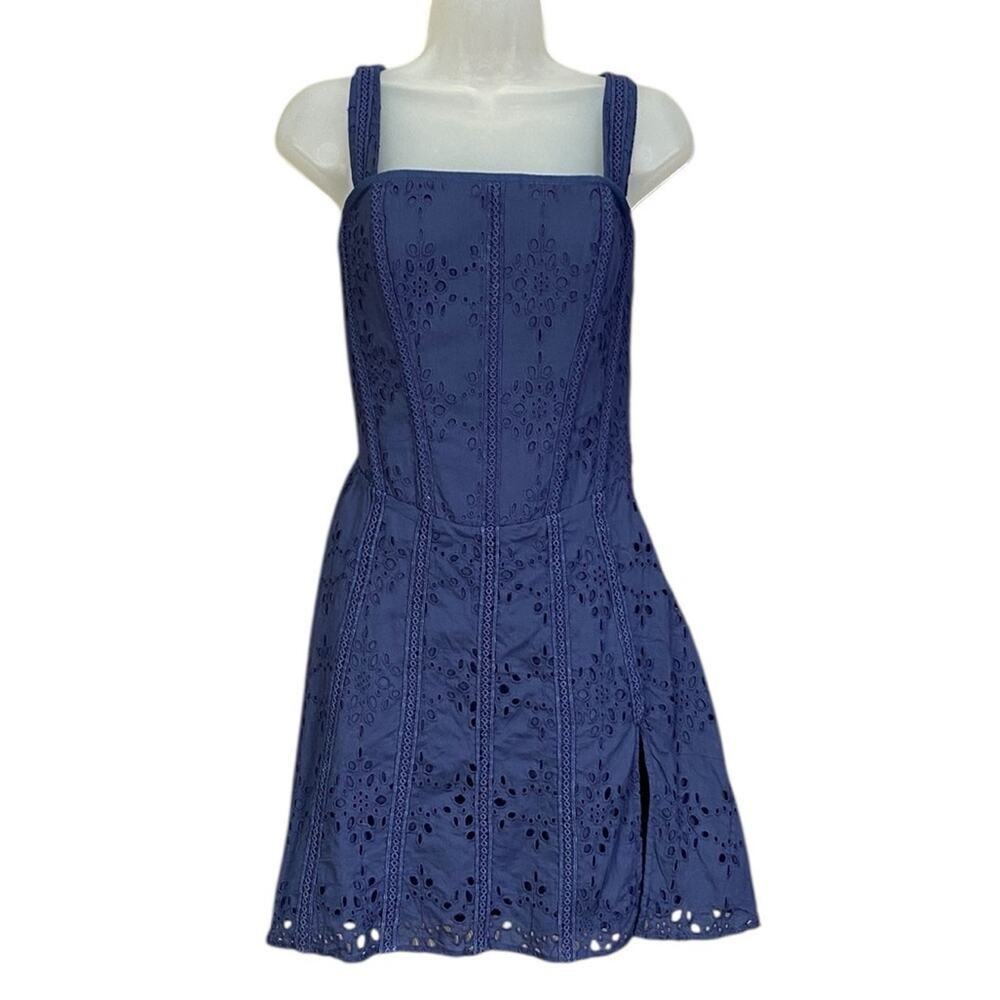 NWT Corset Story VERONICA SUMMER NAVY BRODERIE ANGLAISE COTTON CORSET DRESS US 6 - Picture 2 of 14